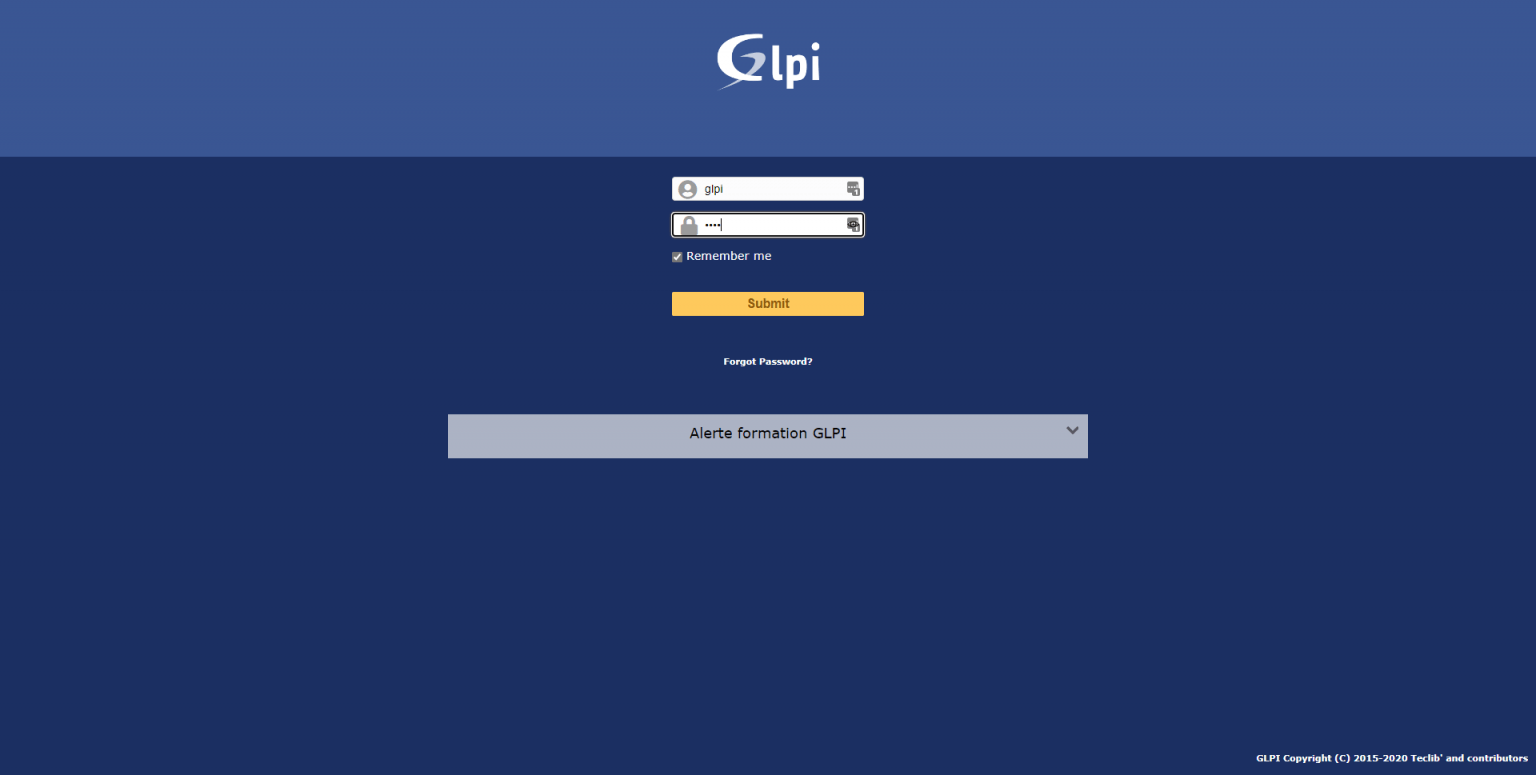 GLPI: reset the password of the glpi account - RDR-IT