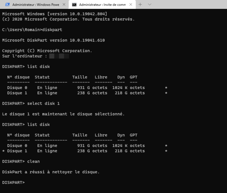 DISKPART : delete all partitions