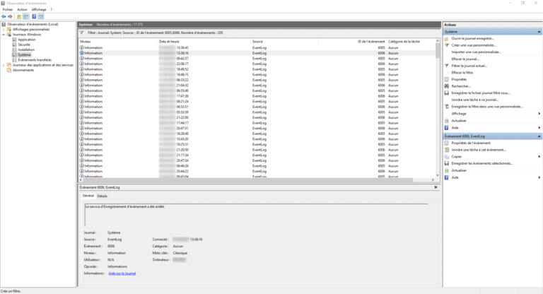 Trouver les dates de démarrage et d&rsquo;arrêt de Windows avec l&rsquo;observateur d&rsquo;événements