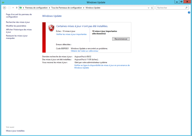 Windows Update : résoudre l&rsquo;erreur 800f0831
