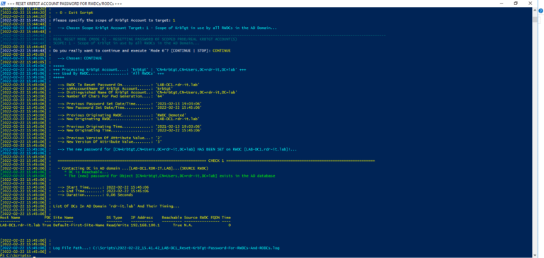 Active Directory: change the KrbTgt account password