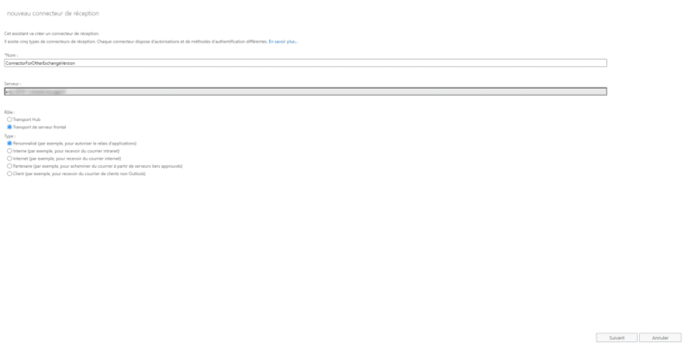 Exchange migration: creating receive connectors
