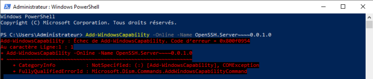 Add-WindowsCapability: resolve error 0x800f0954