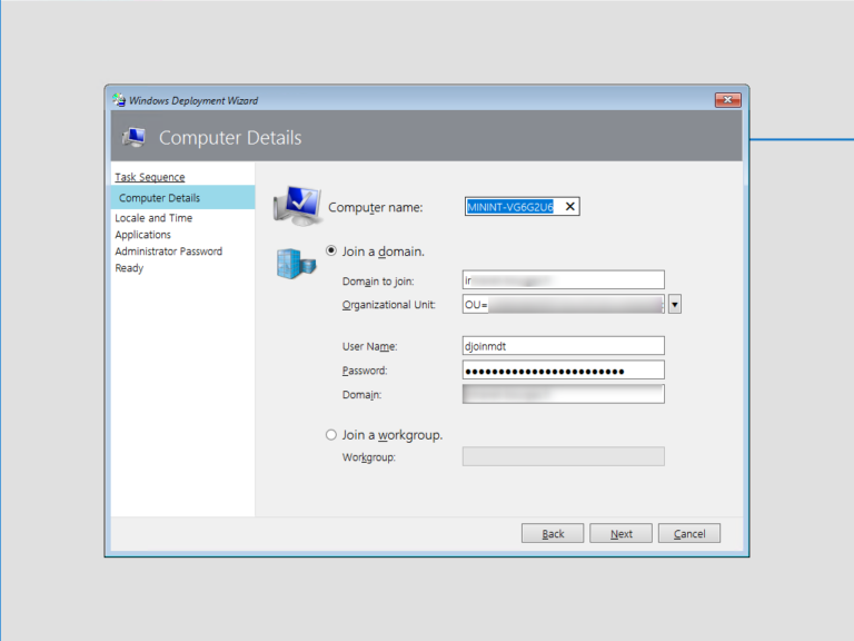 MDT : afficher la liste des Unités d&rsquo;Organisation (OU) pour la jonction au domaine