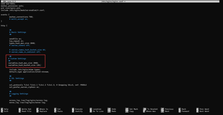 Nginx : résoudre l&rsquo;alerte « could not build optimal variables_hash »