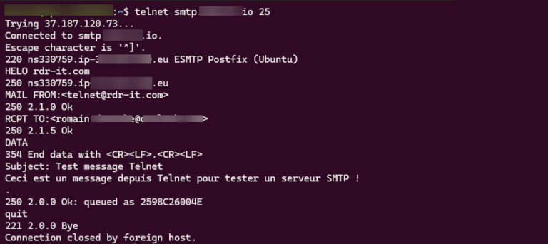 Telnet : test un serveur SMTP et envoyer un e-mail