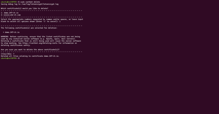 Let&rsquo;s Encrypt : supprimer un certificat avec certbot sous Linux