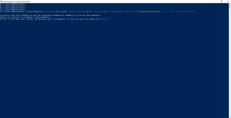 Active Directory : installer ADDS et configurer un domaine avec PowerShell