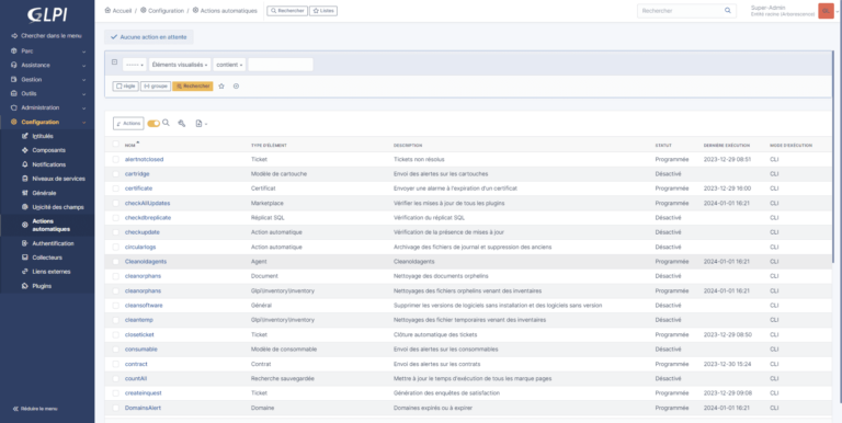 GLPI 10: automatic actions configuration