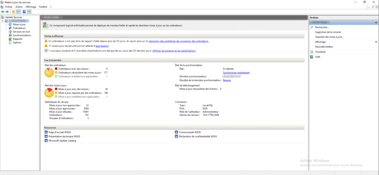 WSUS : résoudre l&rsquo;erreur « Réinitialiser le nœud du serveur » dans la console d&rsquo;administration