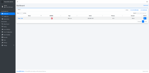 PowerDNS-Admin - Zone list