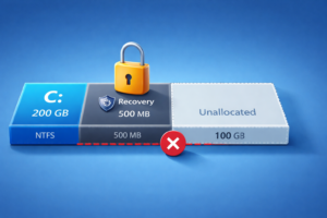 Étendre la partition C: sur Windows Server 2025 malgré une partition de récupération bloquante