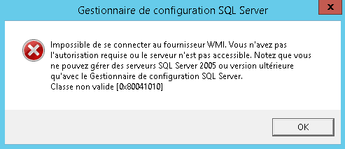 Erreur SQL Server 0x80041010