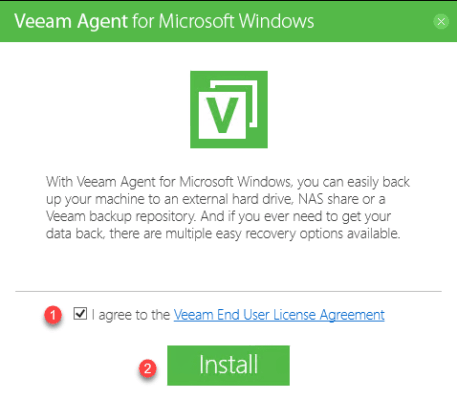 Veeam Agent : accept license