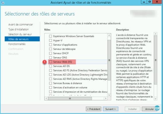 Sélection du rôle IIS