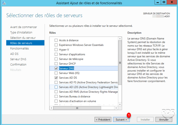 Role DNS & AD DS selectionés