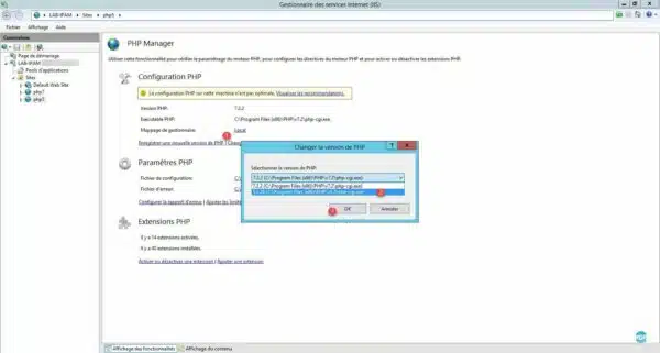 Changer la version de PHP