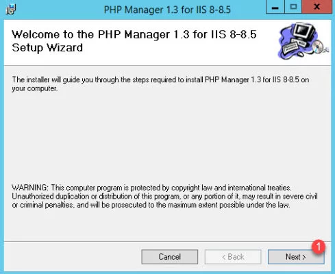 Programme d'installation de PHP Manager for IIS