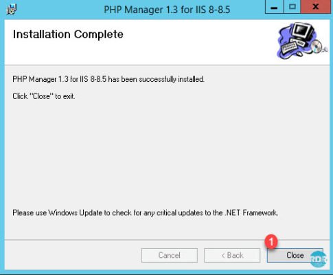 Installation de PHP Manager for IIS terminée