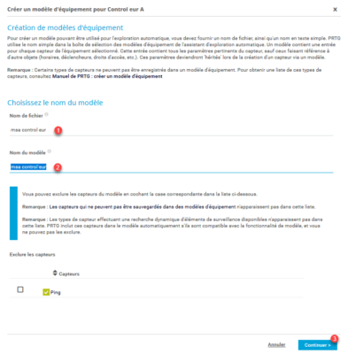 Configuration du modele