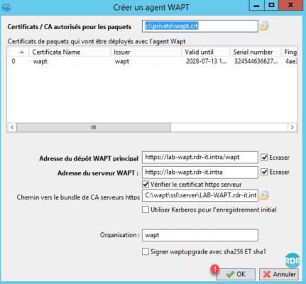 Valider la configuration