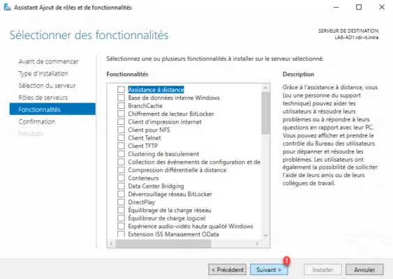 Passer les fonctionnalités