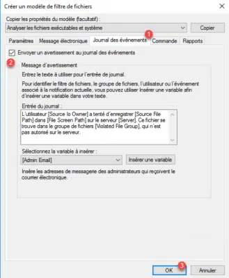 Notification aux journaux WIndows