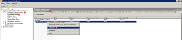 Decommission exchange : suppression base de données dossier public