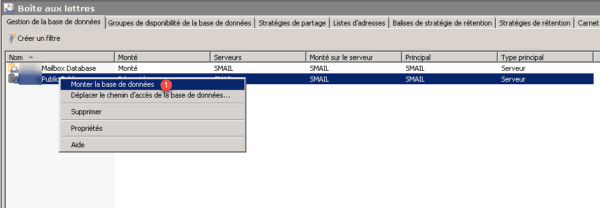 Remonter la base de données