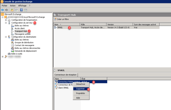 Decommission exchange : suppression connecteurs