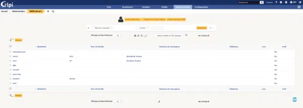 Utilisateurs importés