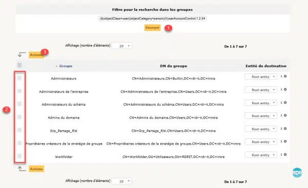 Rechercher et sélectionner les groupes