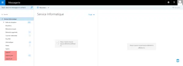 Dossiers de la boite e-mail