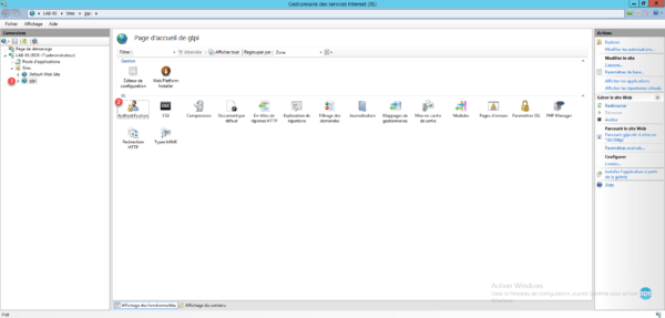 Console IIS site GLPI