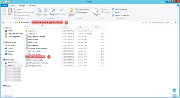 Emplacement du script de migration innodb