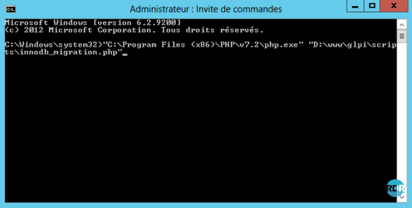 Invite de commande GLPI migration INNODB