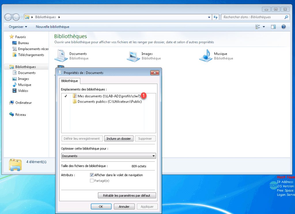 Redirection sur Windows 7