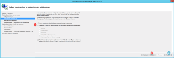 Configuration de la redirection des périphériques