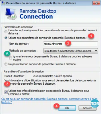 Paramétrage de la gateway