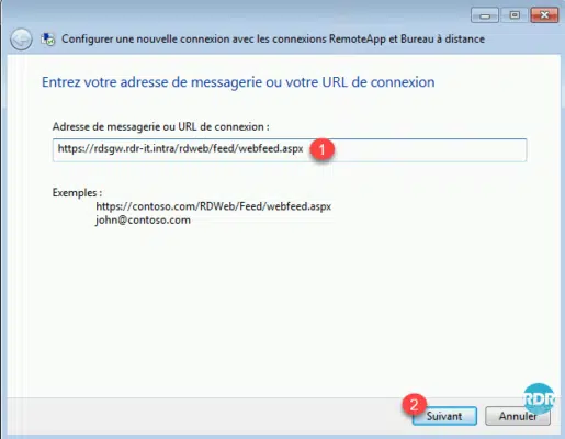 Configurer l'url