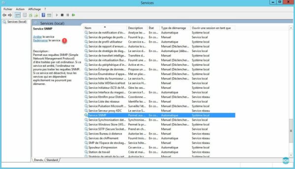 SNMP : Redémarrer le service.